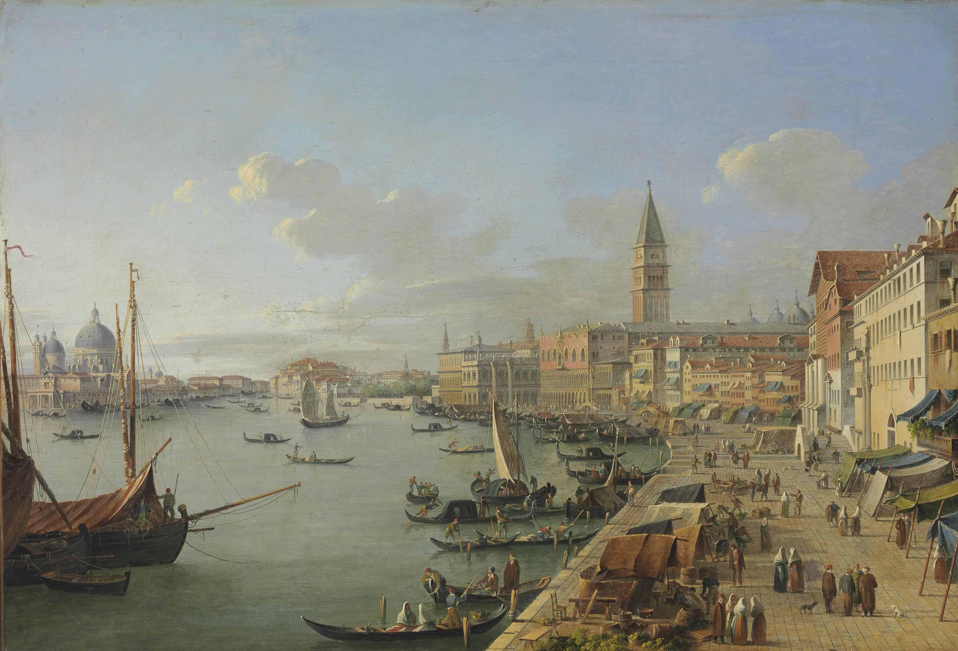 Robert Roberti - A View of Venice with the Doge\'s Palace, Saint Mark\'s Campanile and Santa Maria della Salute