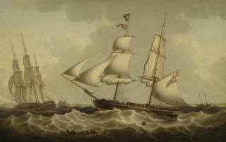 Robert Salmon - A British Brig And Frigate, Off The Mouth Of The Mersey