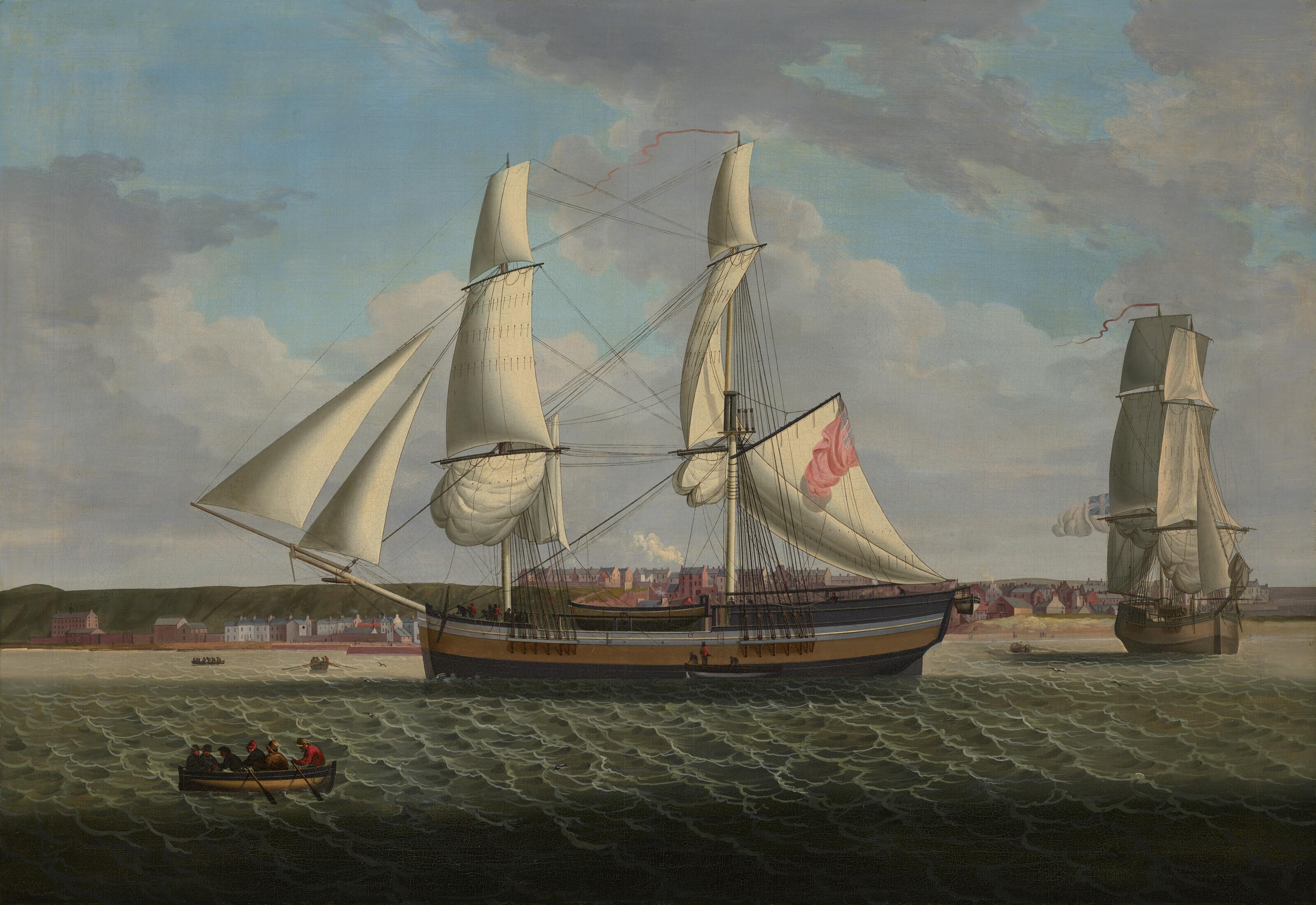 Robert Salmon - A Departing Brig off Maryport Harbor