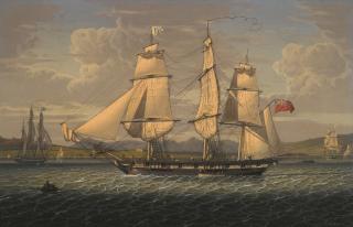 Robert Salmon - British an Outward-Bound, Eighteen-Gun Merchantman At The Tail Of The Bank, Portrayed In Three Positions