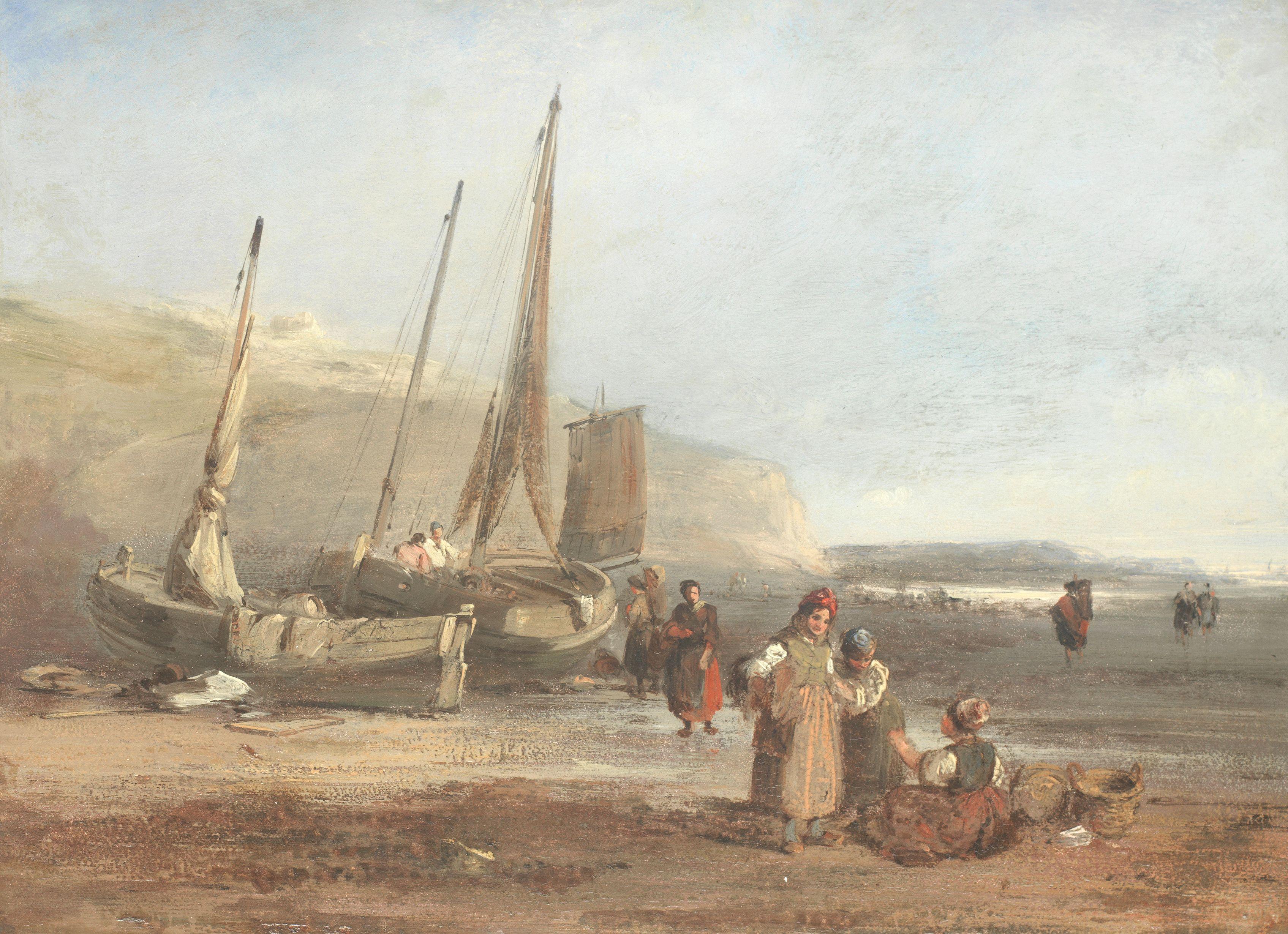 Robert Salmon - Fisherfolk at low tide