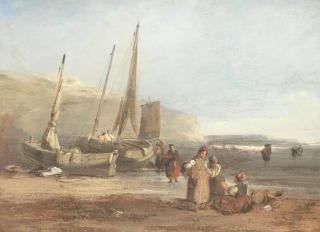 Robert Salmon - Fisherfolk at low tide