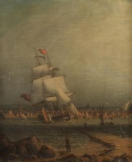 Robert Salmon - Shipping in the Mersey, Liverpool beyond