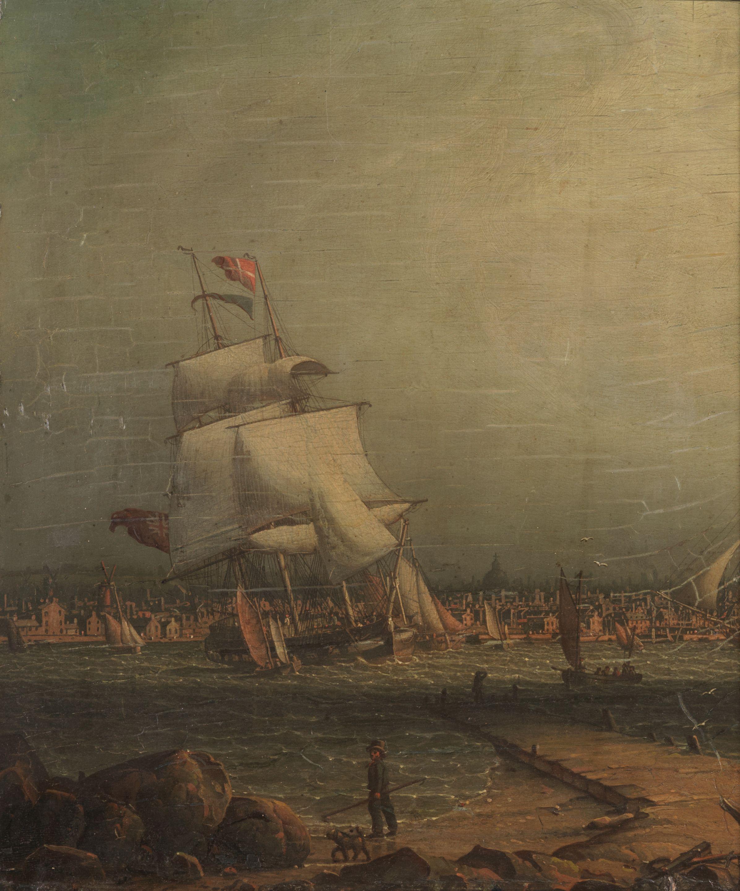 Robert Salmon - Shipping in the Mersey, Liverpool beyond