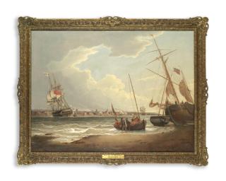 Robert Salmon - The full-rigged merchantman Liverpool in the Mersey, seen from the Wallasey foreshore