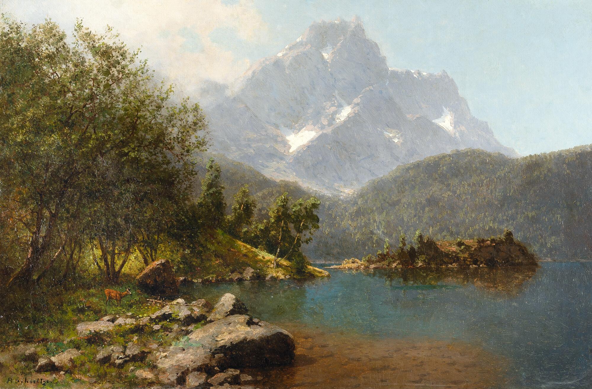 Robert Schultze - Der Eibsee bei Garmisch mit der Zugspitze