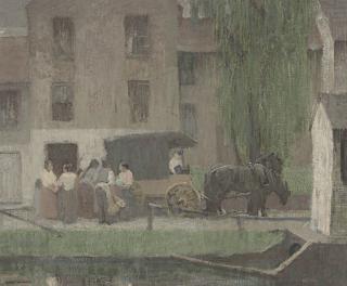 Robert Spencer - The Peddler\'s Cart on the Canal, New Hope