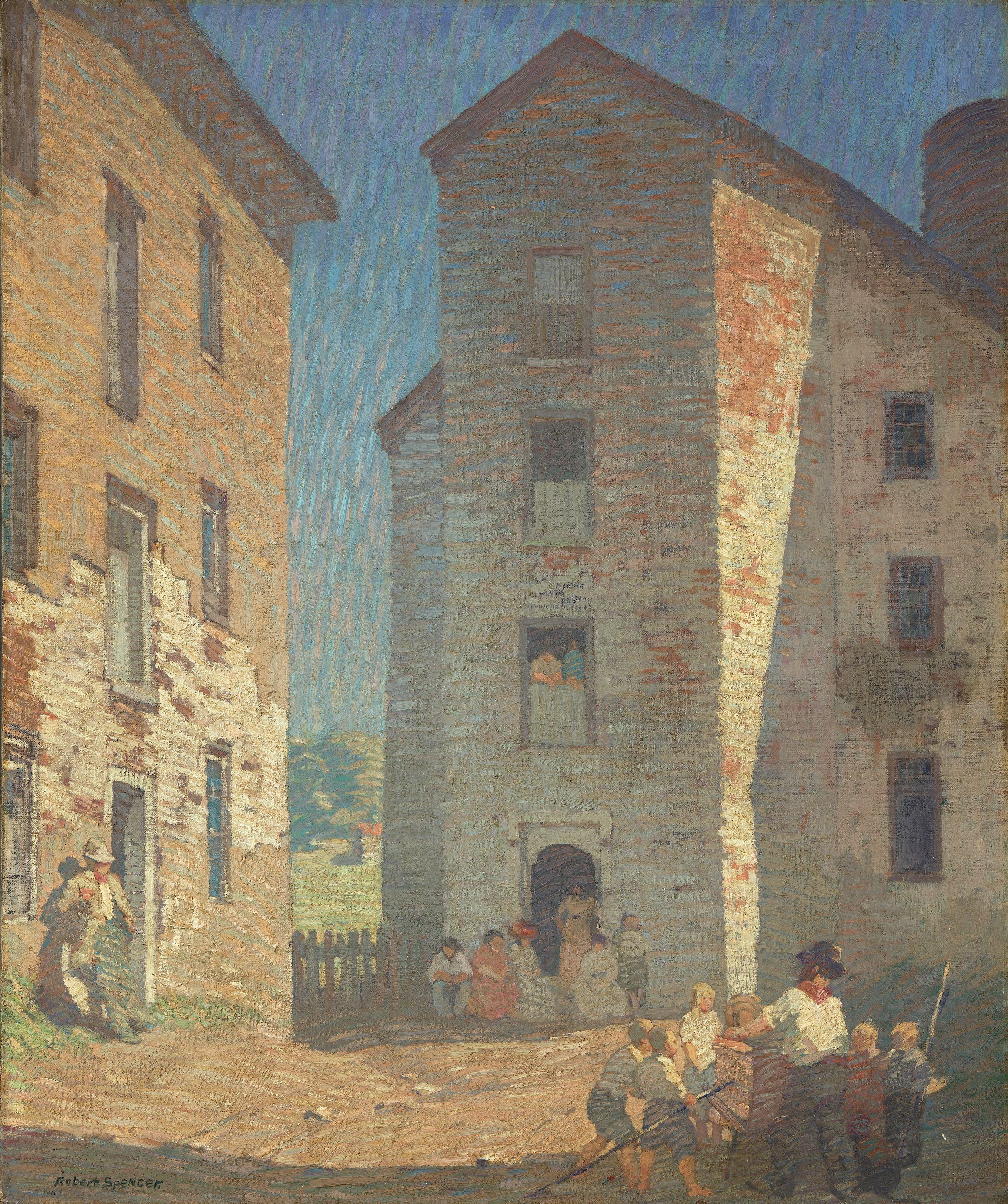 Robert Spencer - The Two Mills 30 1/8 x 25 1/8 in. (76.5 x 63.8 cm.)