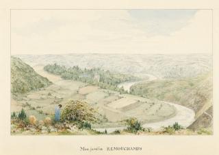 Robert Streatfeild - Views in Belgium, including the artist\'s garden at Remouchamps; the Walls of Bruges; Chateau Gaasbeek; and a Château thought to be that of the Four Sons of Aymon; and four unidentified views, probably Belgium