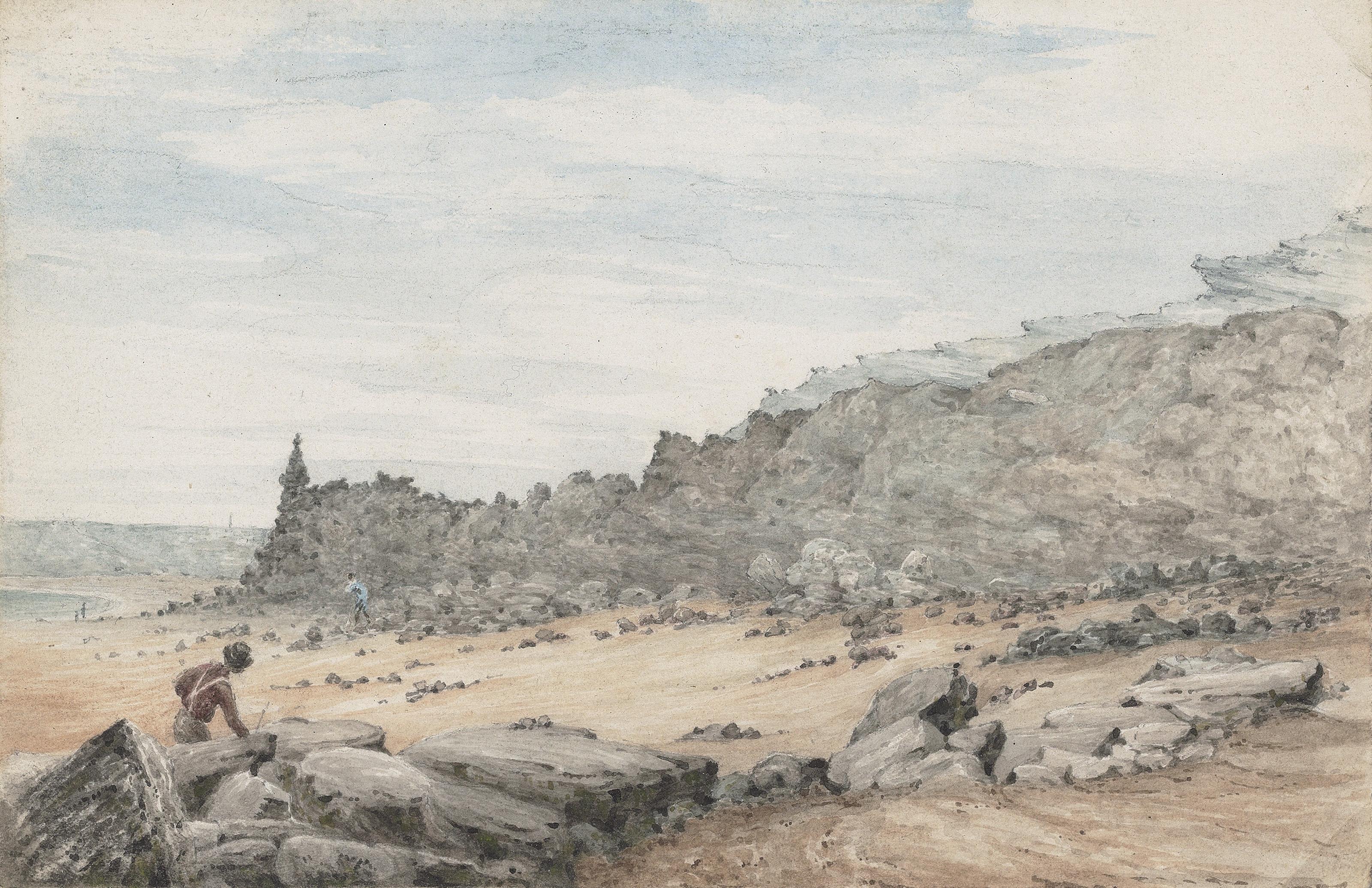 Robert Streatfield - View of Nice; and Study of \'Antediluvian\' Monuments on the beach, France