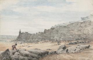 Robert Streatfield - View of Nice; and Study of \'Antediluvian\' Monuments on the beach, France