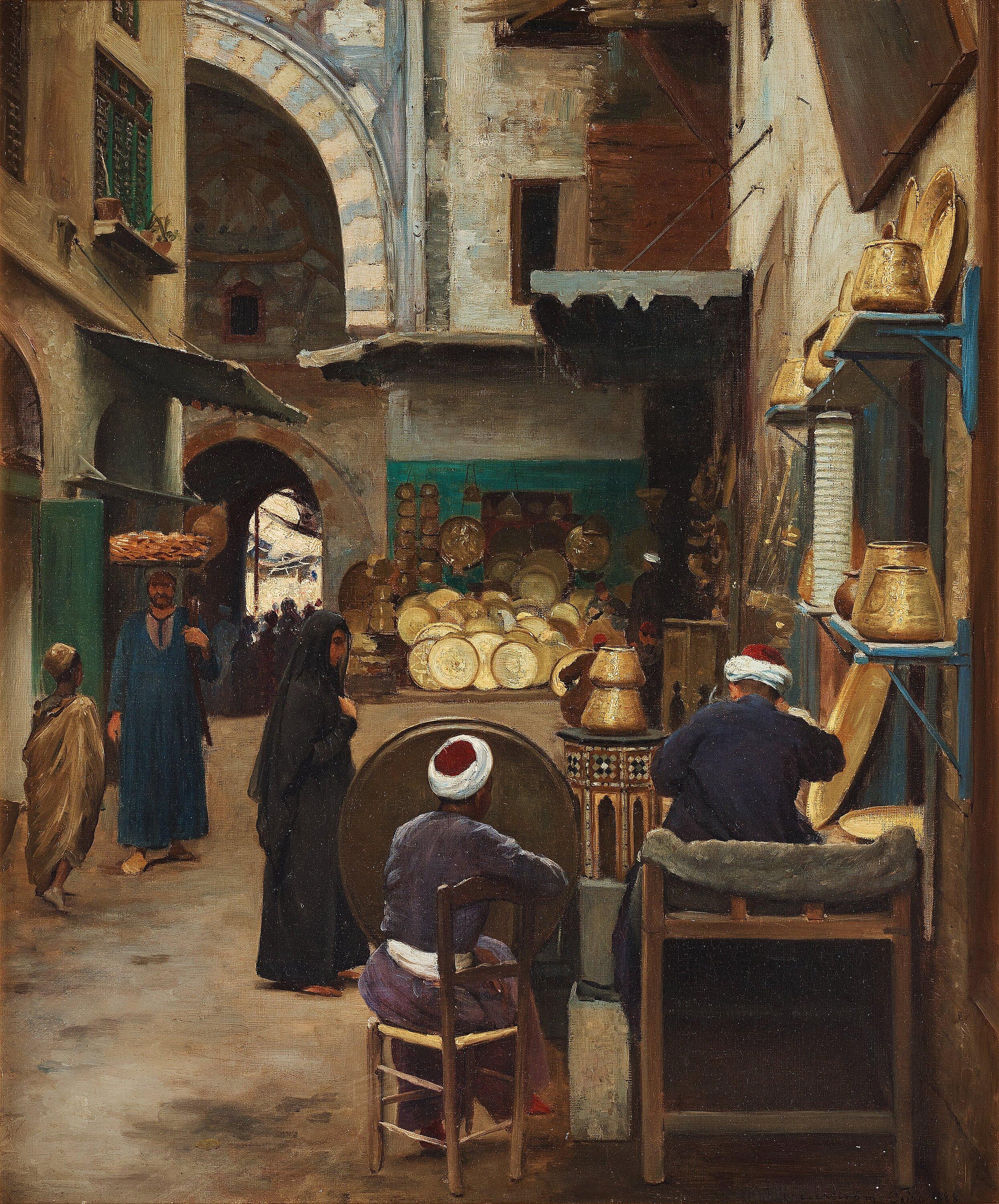 Robert Thegerström - Bazaar scene, Cairo