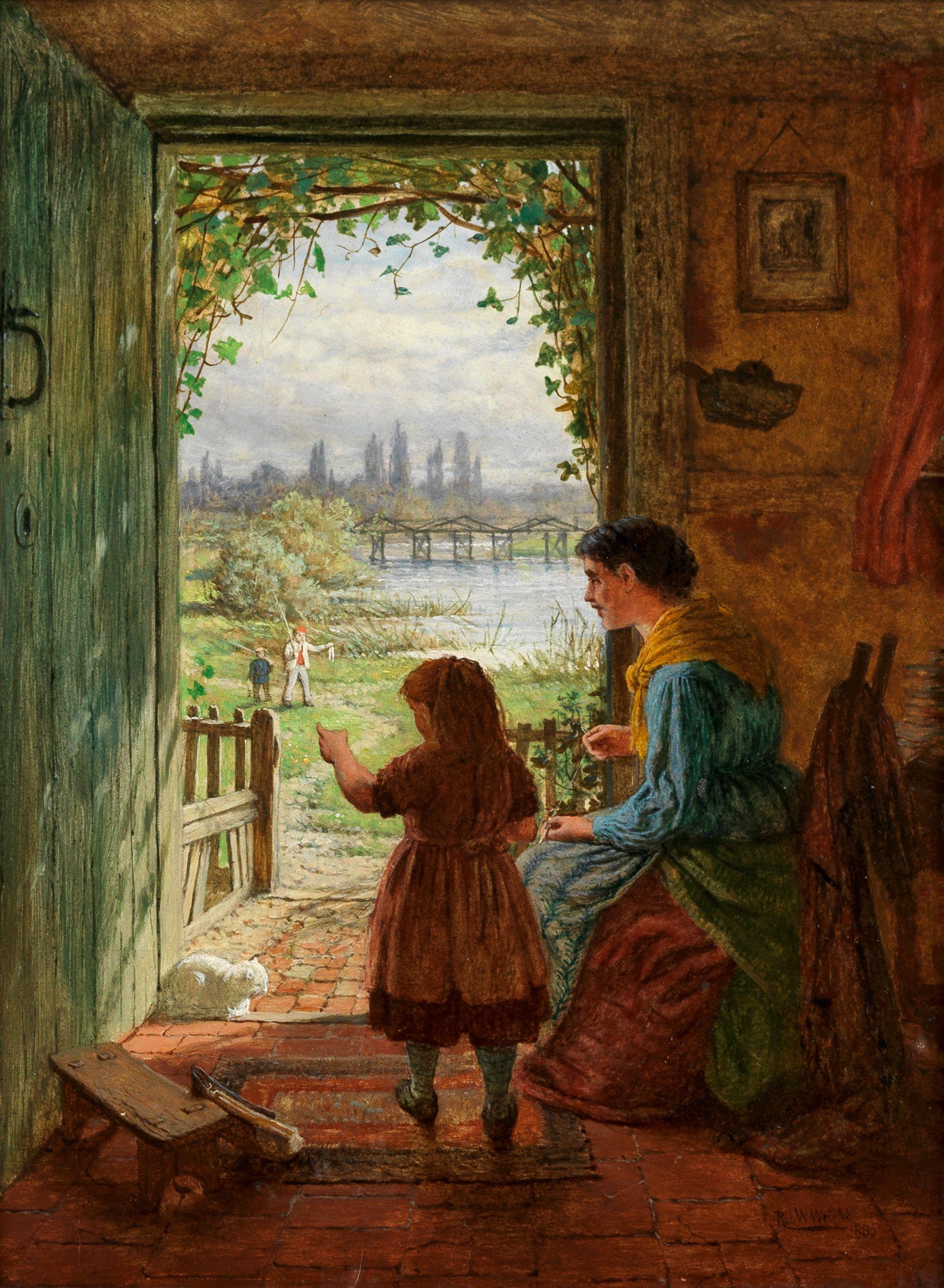 Robert W. Wright - Roasting chestnuts; Home is the fisherman each 25.4 x 19.7cm (10 x 7 3/4in). (2)