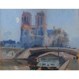 Robert Wakeham Pilot - Moonrise Behind Notre Dame De Paris