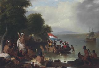 Robert Walter Weir - Landing of Henry Hudson, 1609, at Verplanck Point, New York