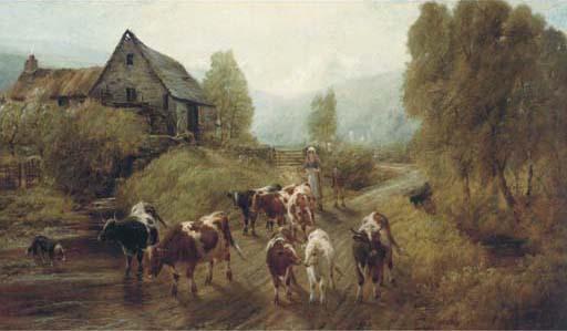 Robert Watson - Cattle fording a mill stream