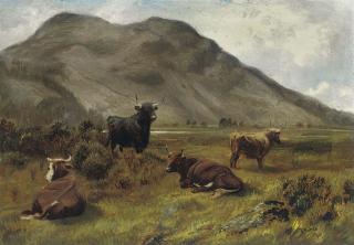 Robert Watson - Cattle grazing in a highland landscape