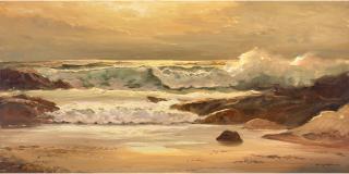 Robert William Wood - Laguna Surf 24 x 48 in. unframed