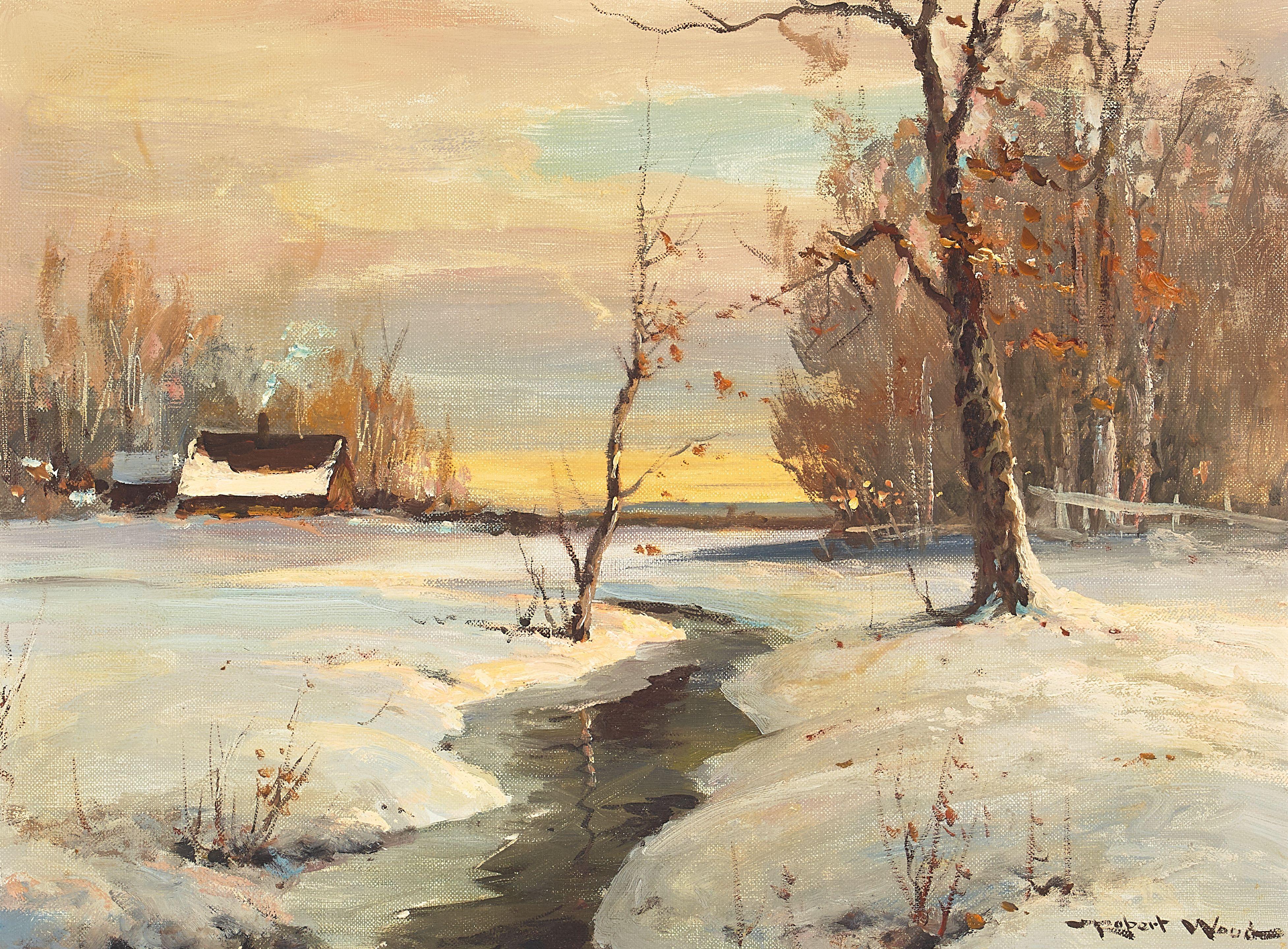 Robert William Wood - Winter\'s Arrival 12 x 16 in. framed 23 x 27 in.