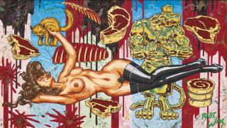 Robert Williams - Nude Holding A Cat