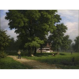 Robert Zünd - Haus Zwischen Nussbäumen (Schellenmatt) House Between Walnuts (Grassland Called Schellenmatt)