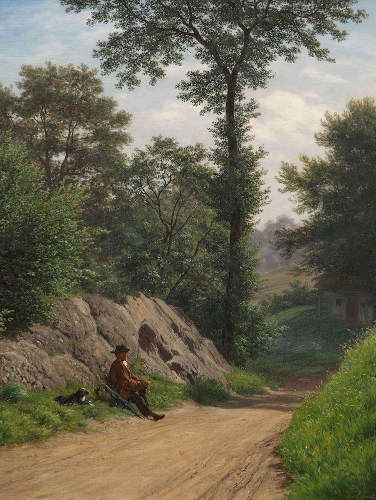 Robert Zünd - Wanderer am Wegrand.