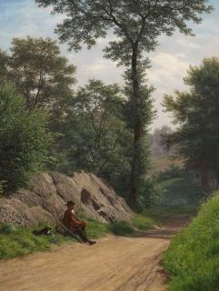 Robert Zünd - Wanderer am Wegrand.