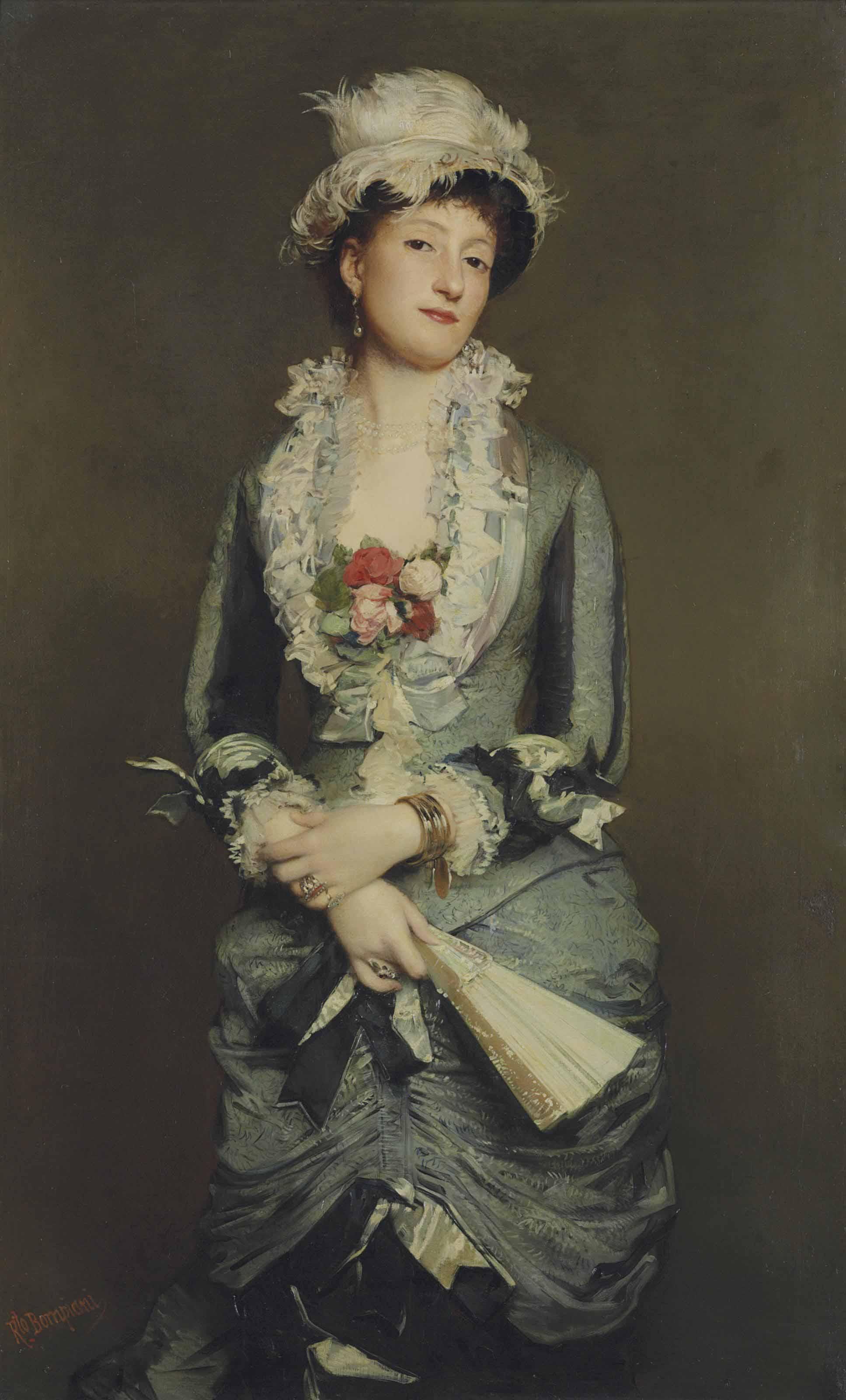 Roberto Bompiani - Lady with a fan