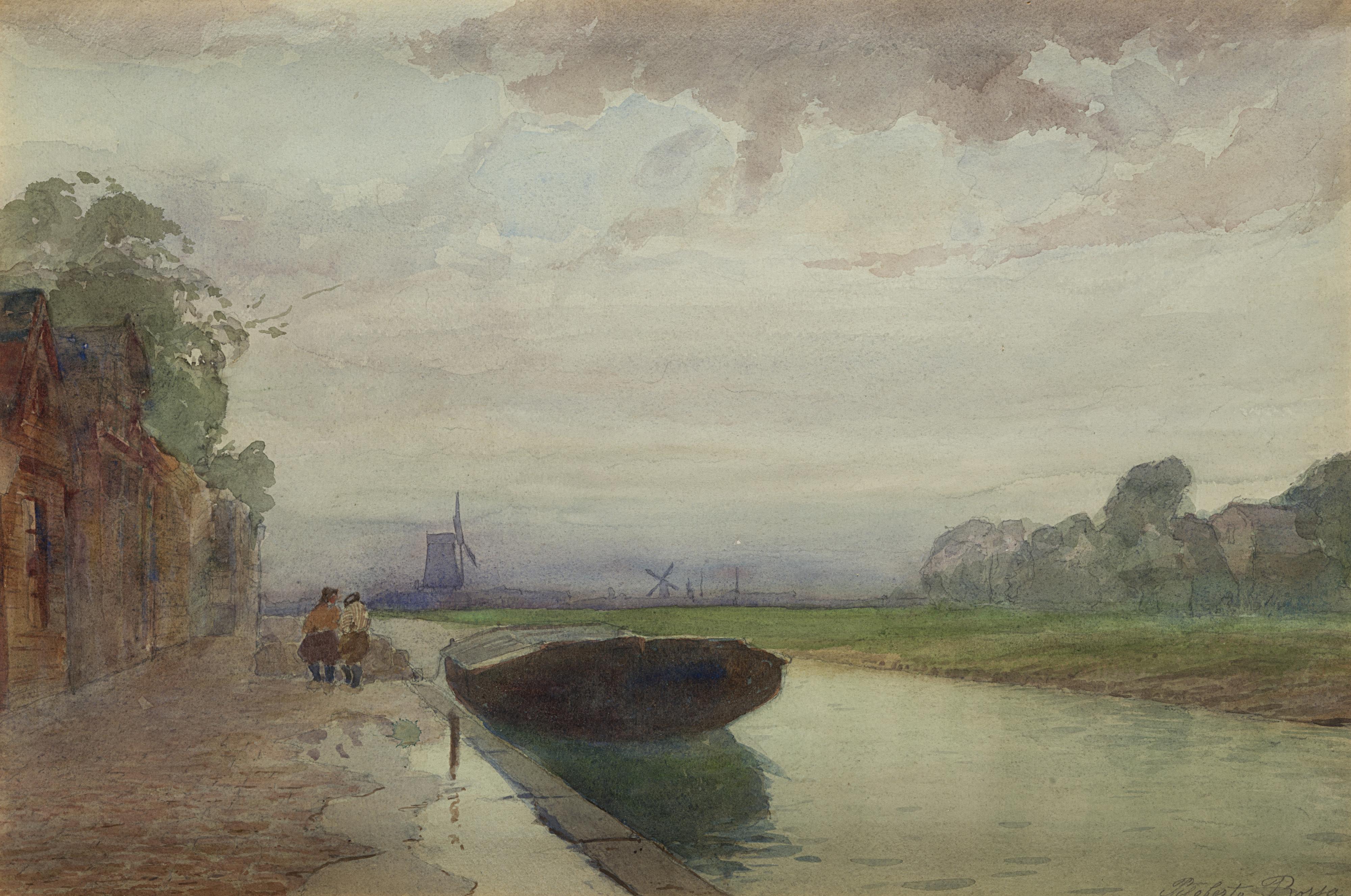 Roberto Borsa - Paesaggio con mulini a vento sullo sfondo