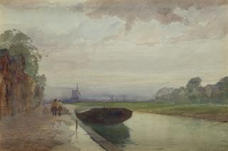 Roberto Borsa - Paesaggio con mulini a vento sullo sfondo