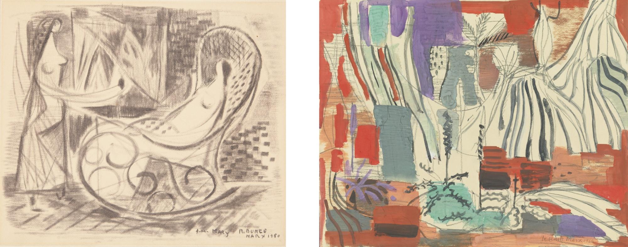 Roberto Burle-Marx - Two Works On Paper: Two Women And Calcáreo
