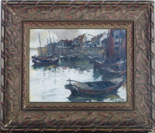 Roberto Domingo Fallola - Harbor In A Fishing Village