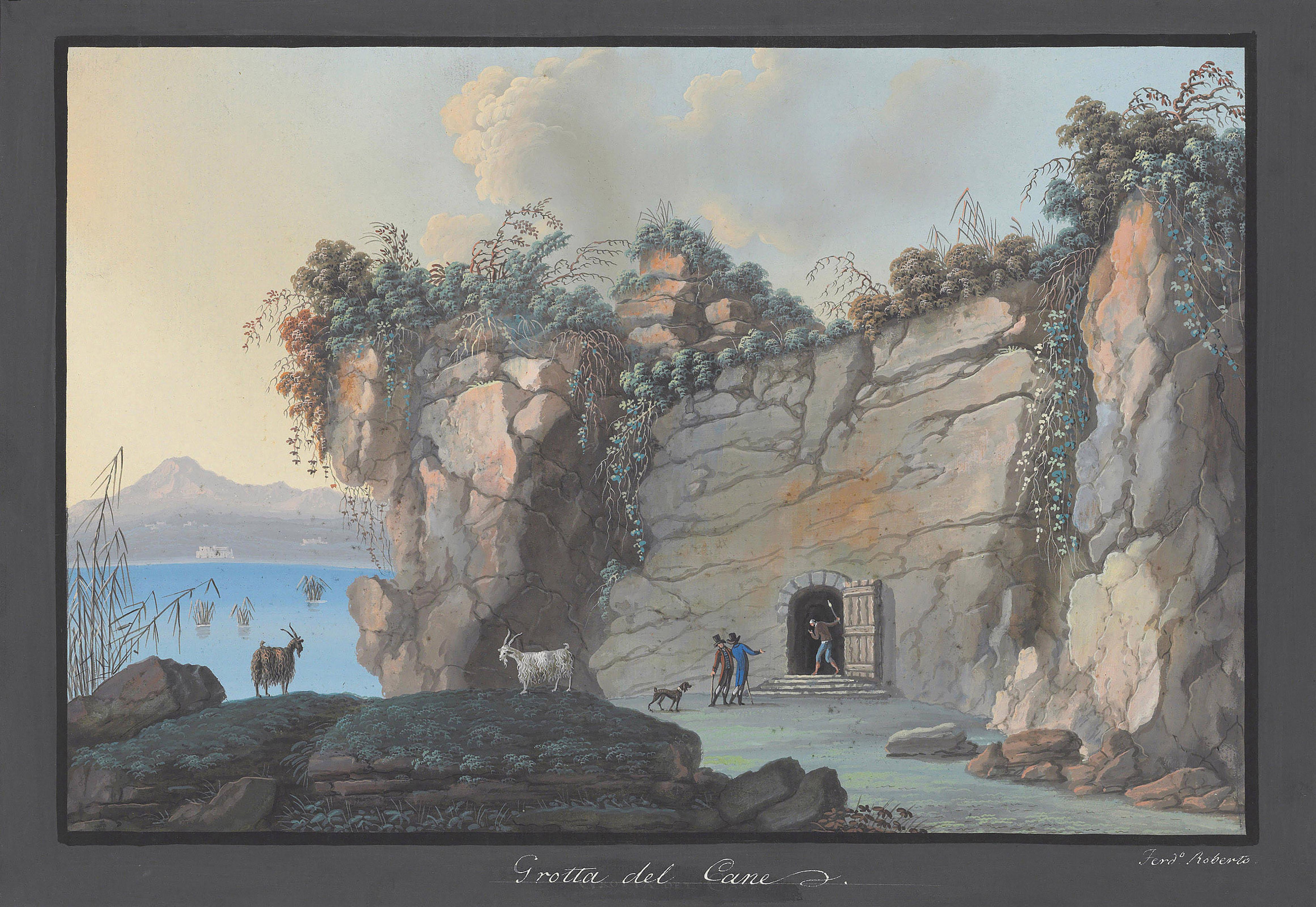 Roberto Fernando Di Roberti - The Grotta del Cane, near Naples; and The Herculaneum Gate at Pompeii