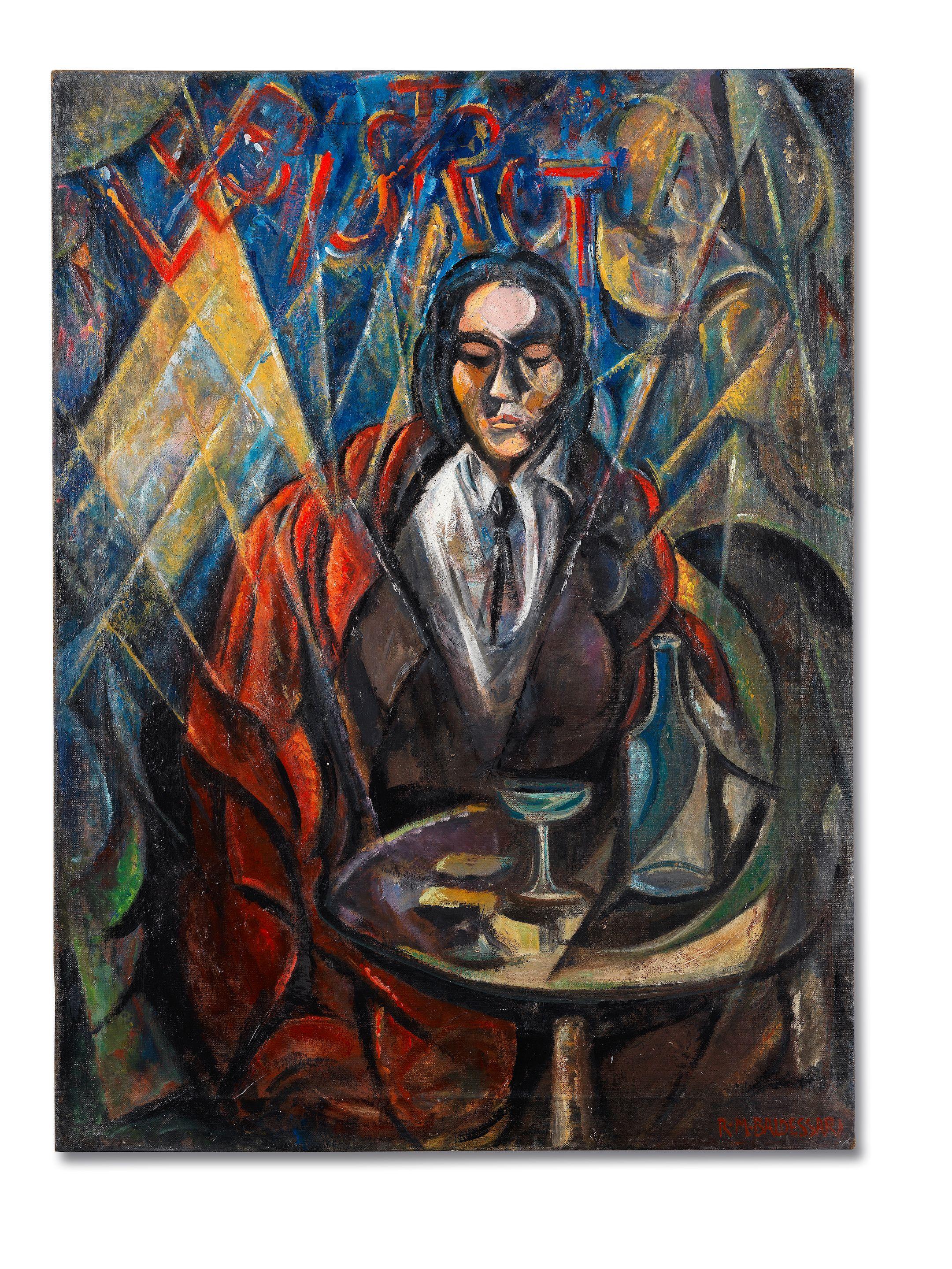 Roberto Marcello Baldessari - Figura con mantello rosso [Le Bistrot], 1921