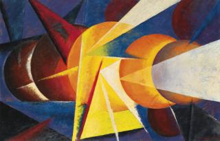 Roberto Marcello Baldessari - Simultaneità Di Forme 3 (Dinamismo)Signed, Oil On Cardboard. Executed In 1915 Circa