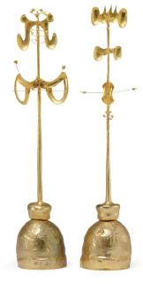 Roberto Matta - \'Le Roi Et La Reine\' A Pair Of Gilt-Metal Sculptures