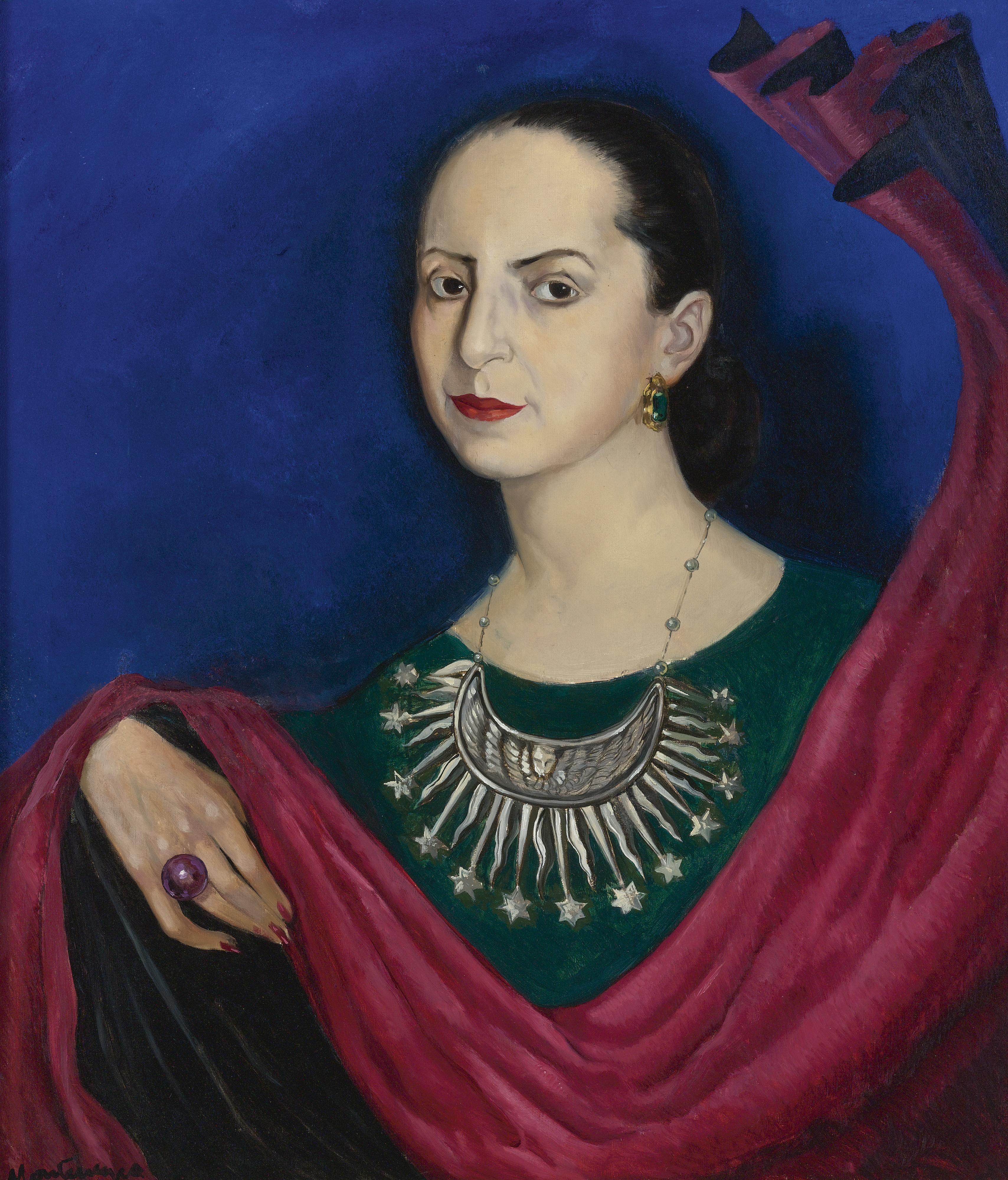 Roberto Montenegro - Helena Rubinstein In A Mexican Silver Necklace