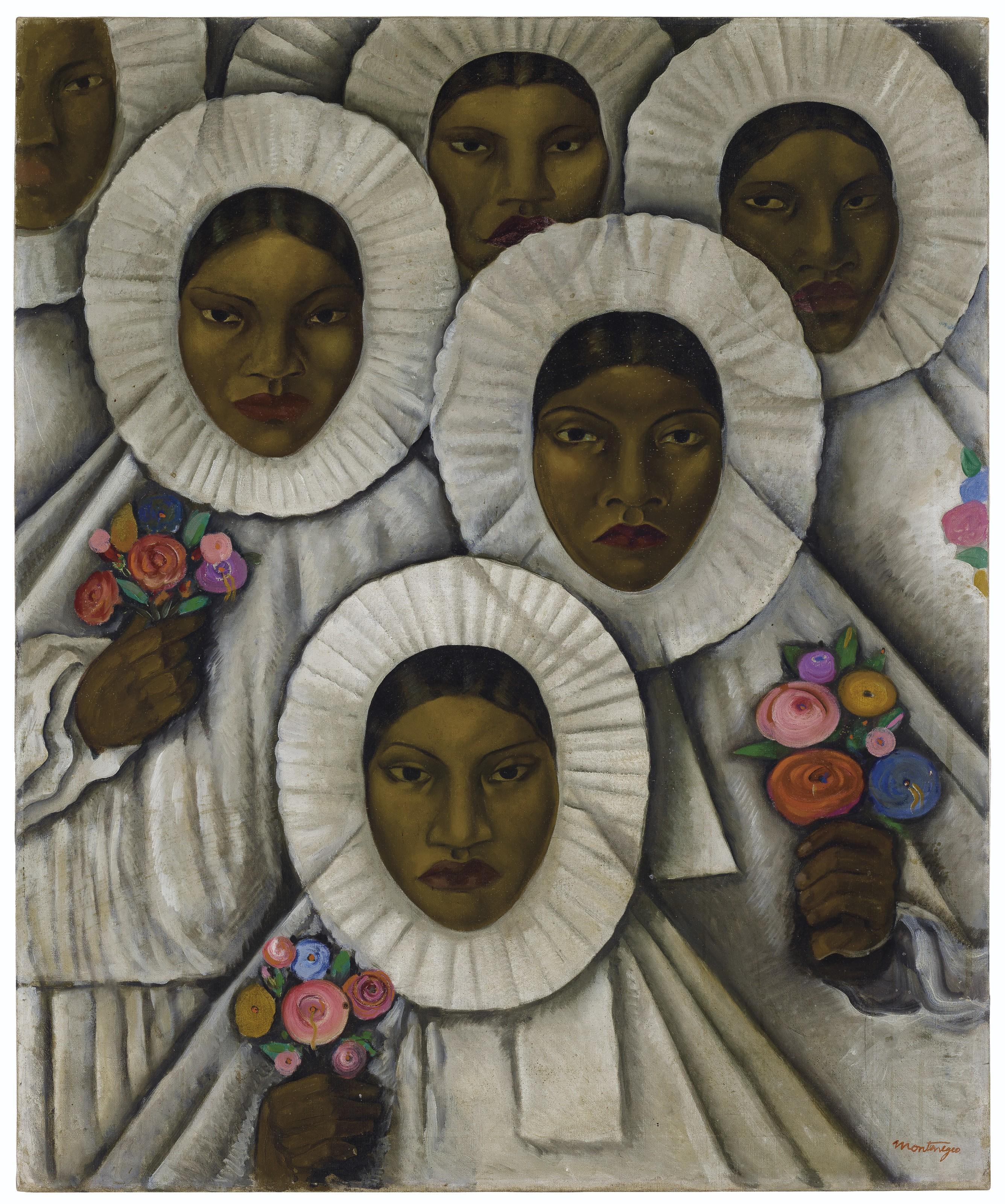 Roberto Montenegro - Untitled (Tehuanas In Traditional Huipil Grande Headdresses)