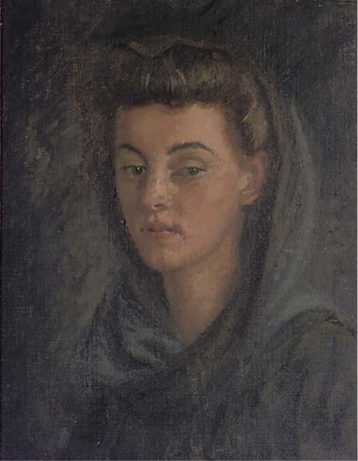 Robin Guthrie - Portrait of Lady Hollenden, Bust-Length, In A Blue Scarf