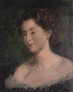 Robin Guthrie - Portrait of Mrs. Guthrie, Bust Length, In A Dark Blue Dress