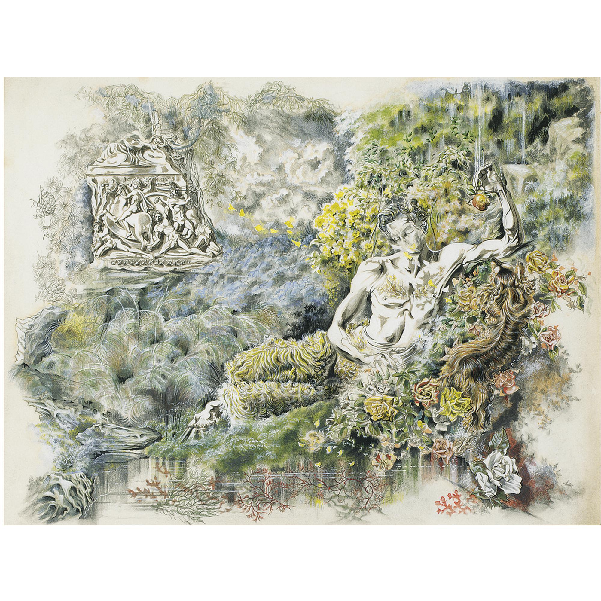 Robin Ironside - A Satyr Offering An Apple To A Spaniel