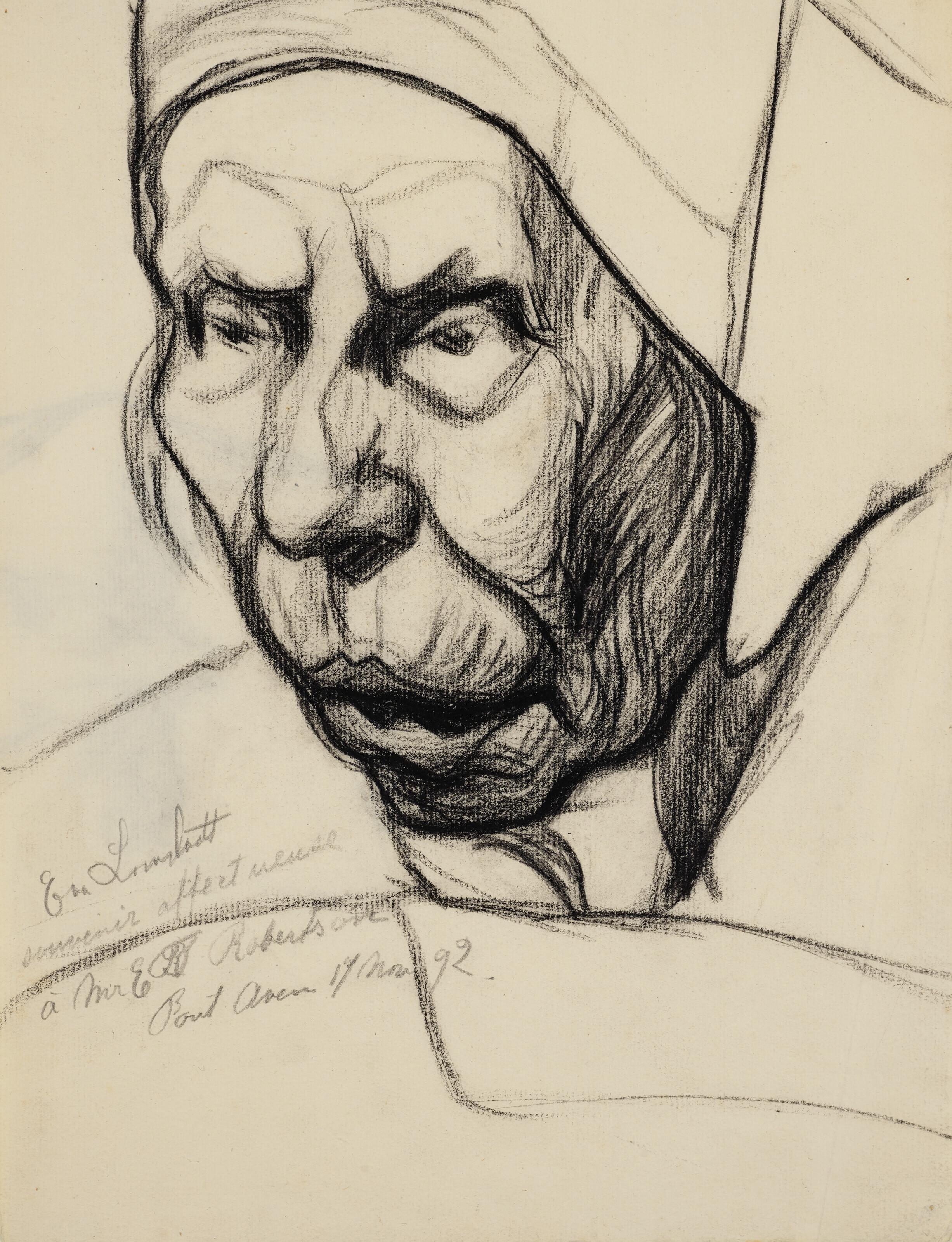 Roderic O\'Conor - Portrait of a Breton woman (recto); Eye study (verso)