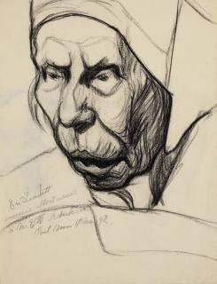 Roderic O\'Conor - Portrait of a Breton woman (recto); Eye study (verso)