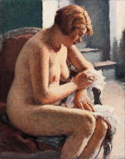 Roderic O\'Conor - Seated Nude with Red Hair (La Toilette) 82 x 65 cm. (32 1/4 x 25 1/2 in.)