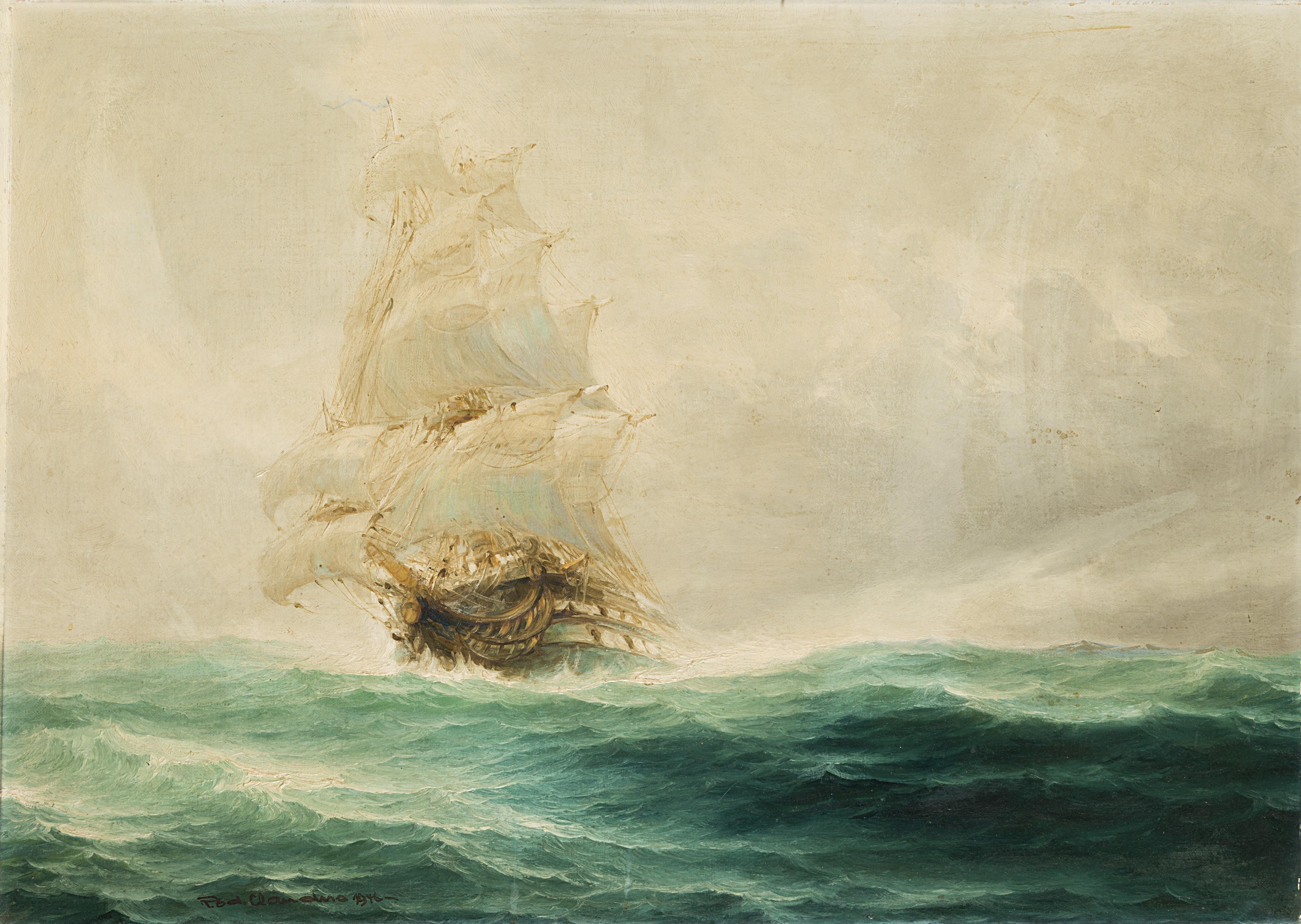 Rodolfo Claudus - Marina con veliero