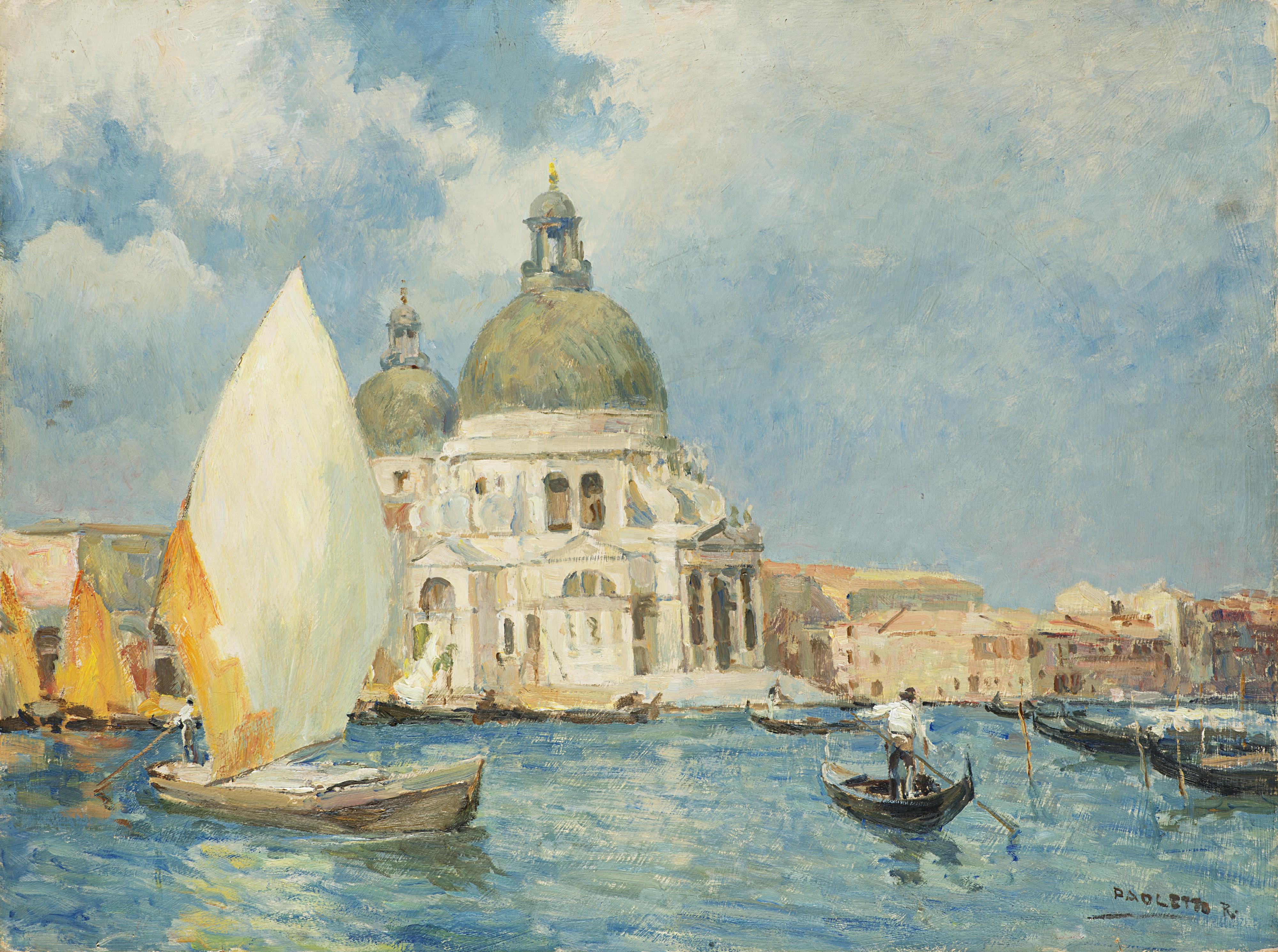 Rodolfo Paoletti - Venezia. Canale con la Basilica di Santa Maria della Salute