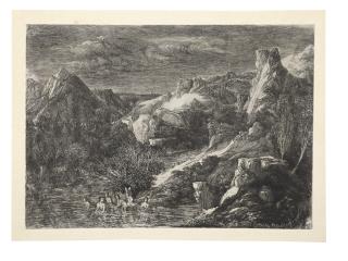 Rodolphe Bresdin - Baigneuses dans la montagne