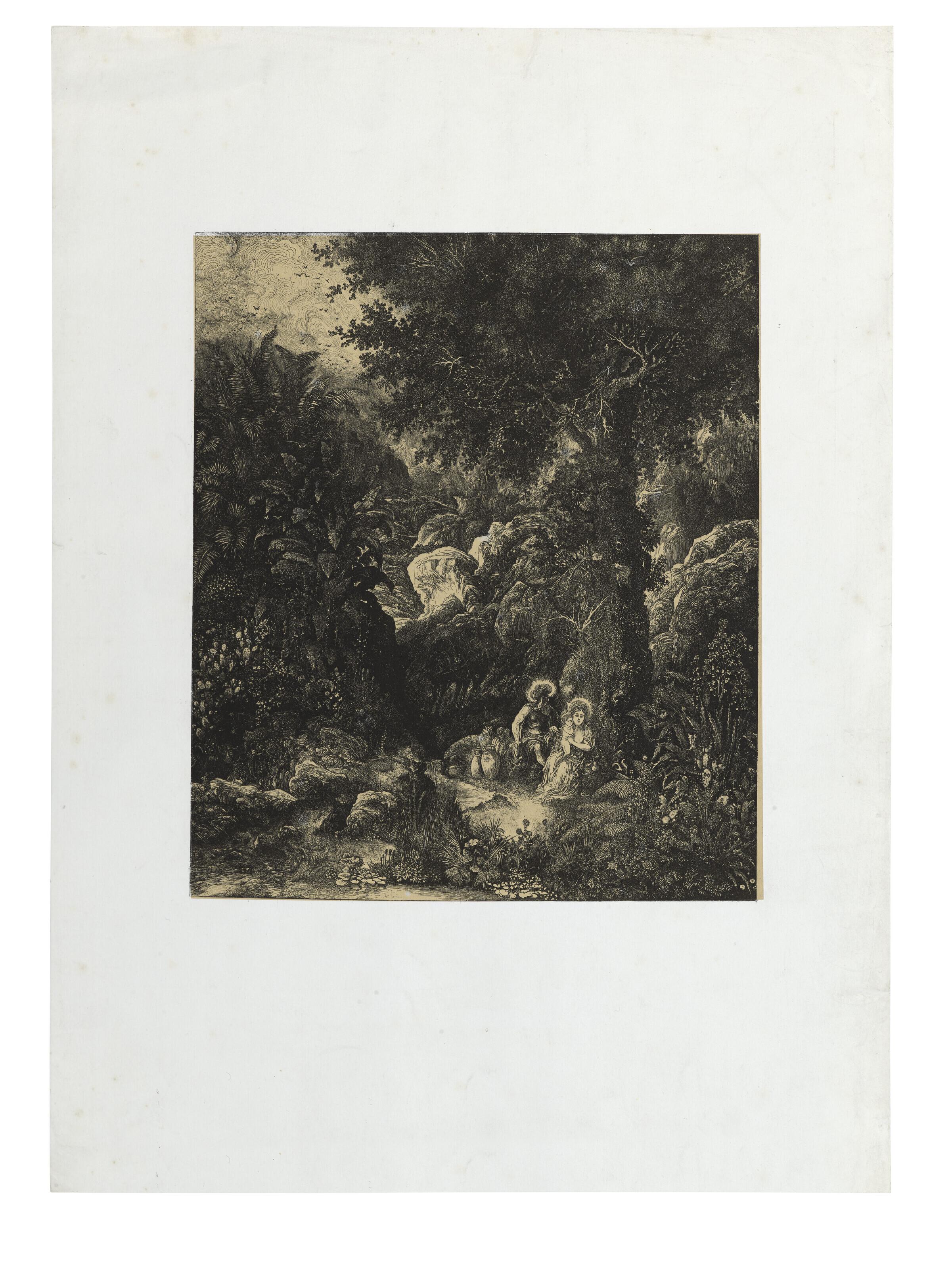 Rodolphe Bresdin - Le repos en Egypte à l\'âne baté