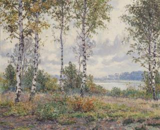 Rodolphe Paul Wytsman - Silver birches on a riverbank, Oisterwijk