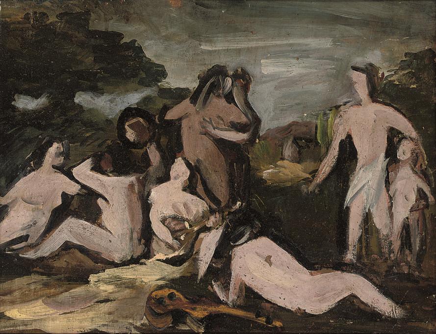 Rodrigo Moynihan, R.A. - Nudes in a landscape